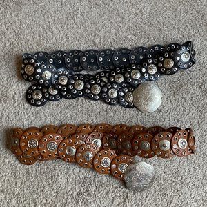 Black & Brown Vintage Leather Coin Belt : Size S/M